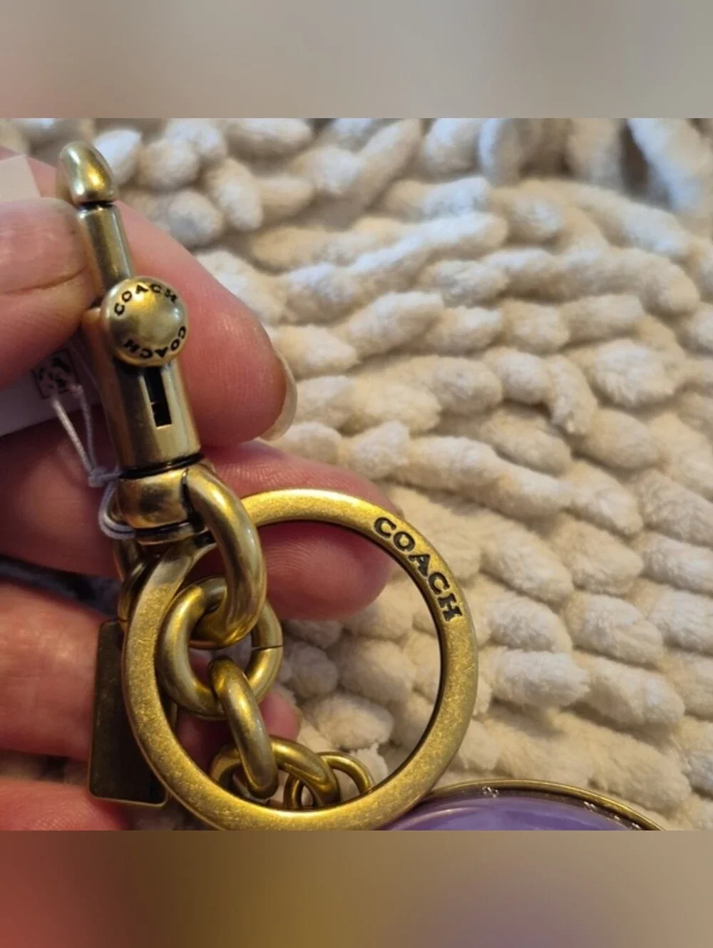 Coach NWT Purple Snail Bag Charm Keychain Gold Tone Enamel Rare